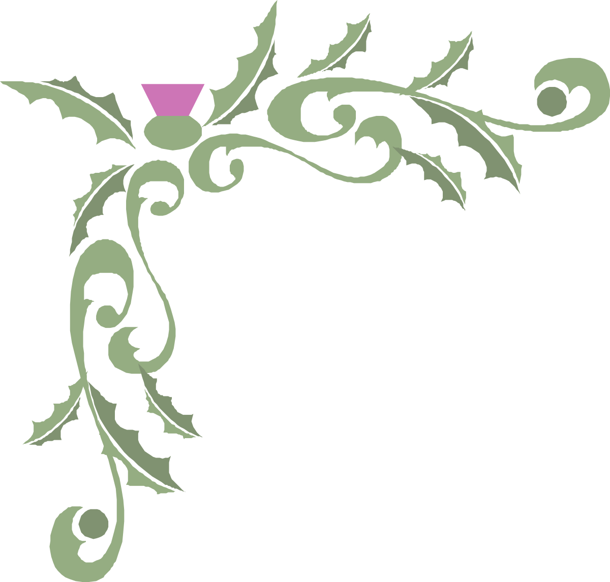 a green and pink flower with leaves clip art png transparent Vibrant Green and Pink Flower Clipart with Decorative Borders and Corners