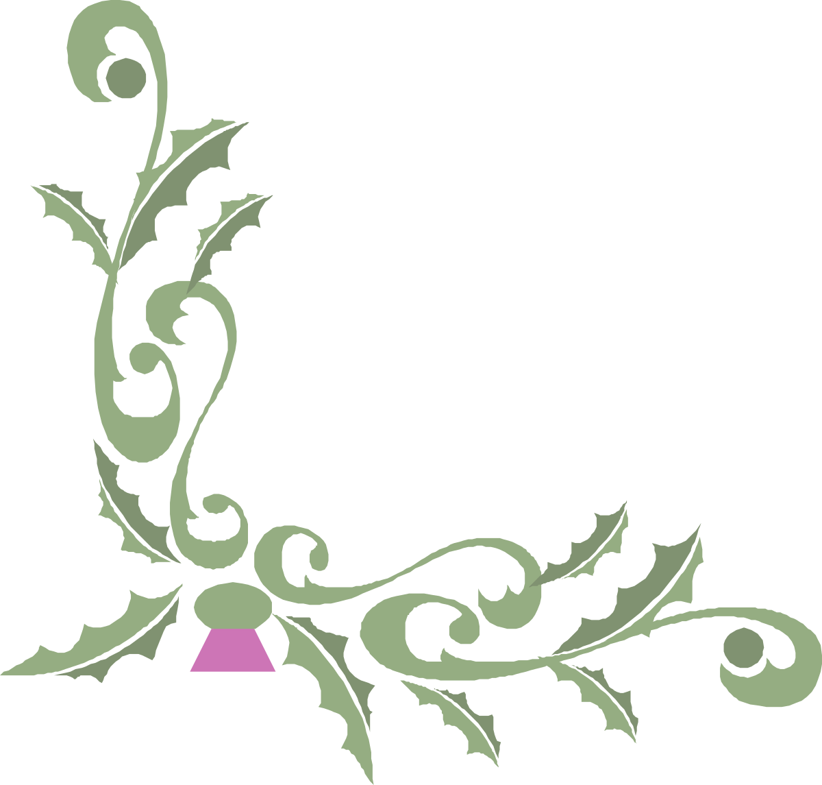 Green and Pink Flower Clipart: Vibrant Borders and Corners Design