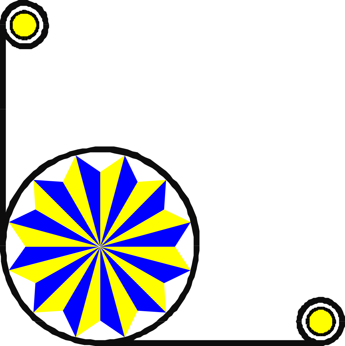 Blue and Yellow Flower Clipart with Vibrant Yellow Center - Borders and Corners Design