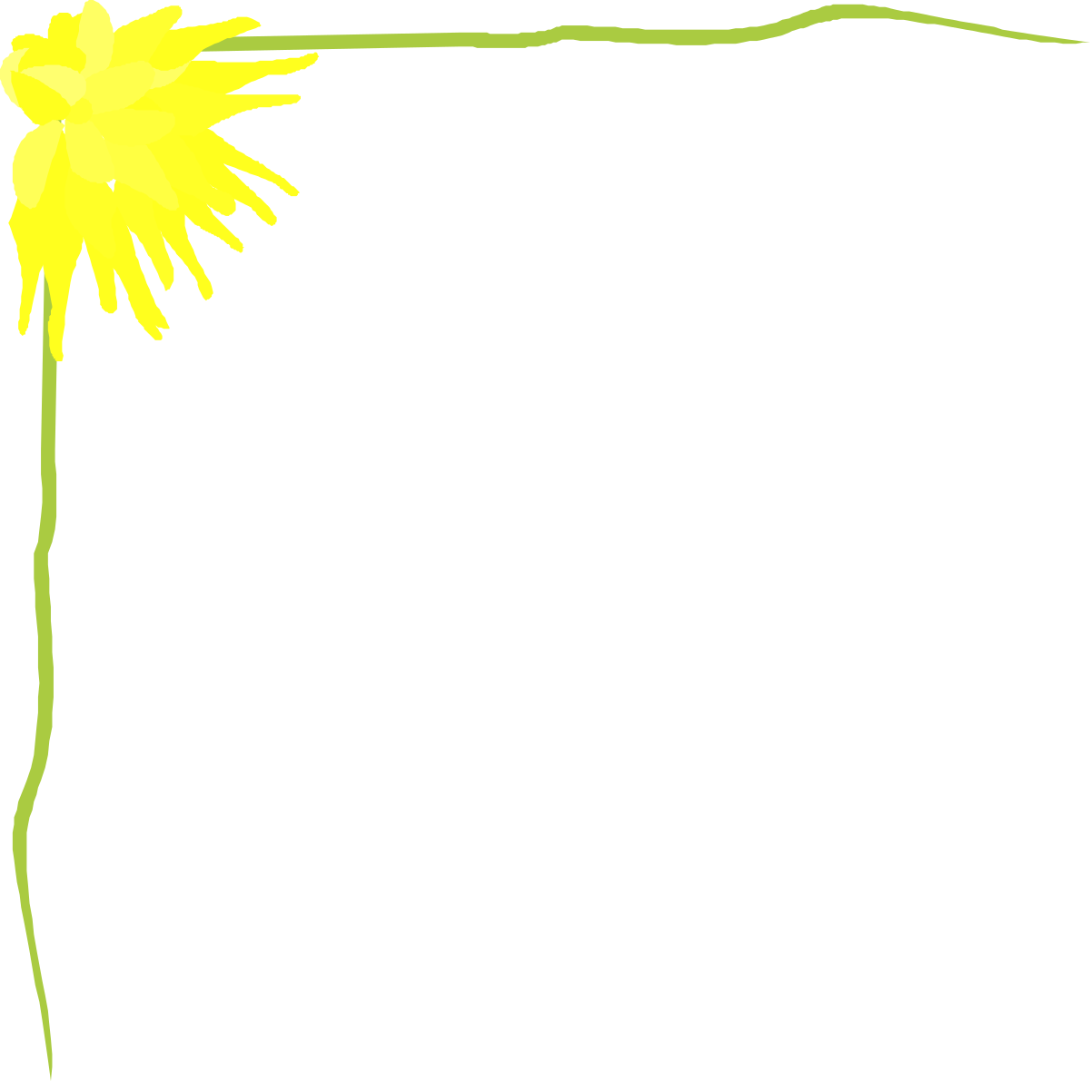 Vibrant Yellow Flower Clipart on Black Background - Decorative Borders and Corners