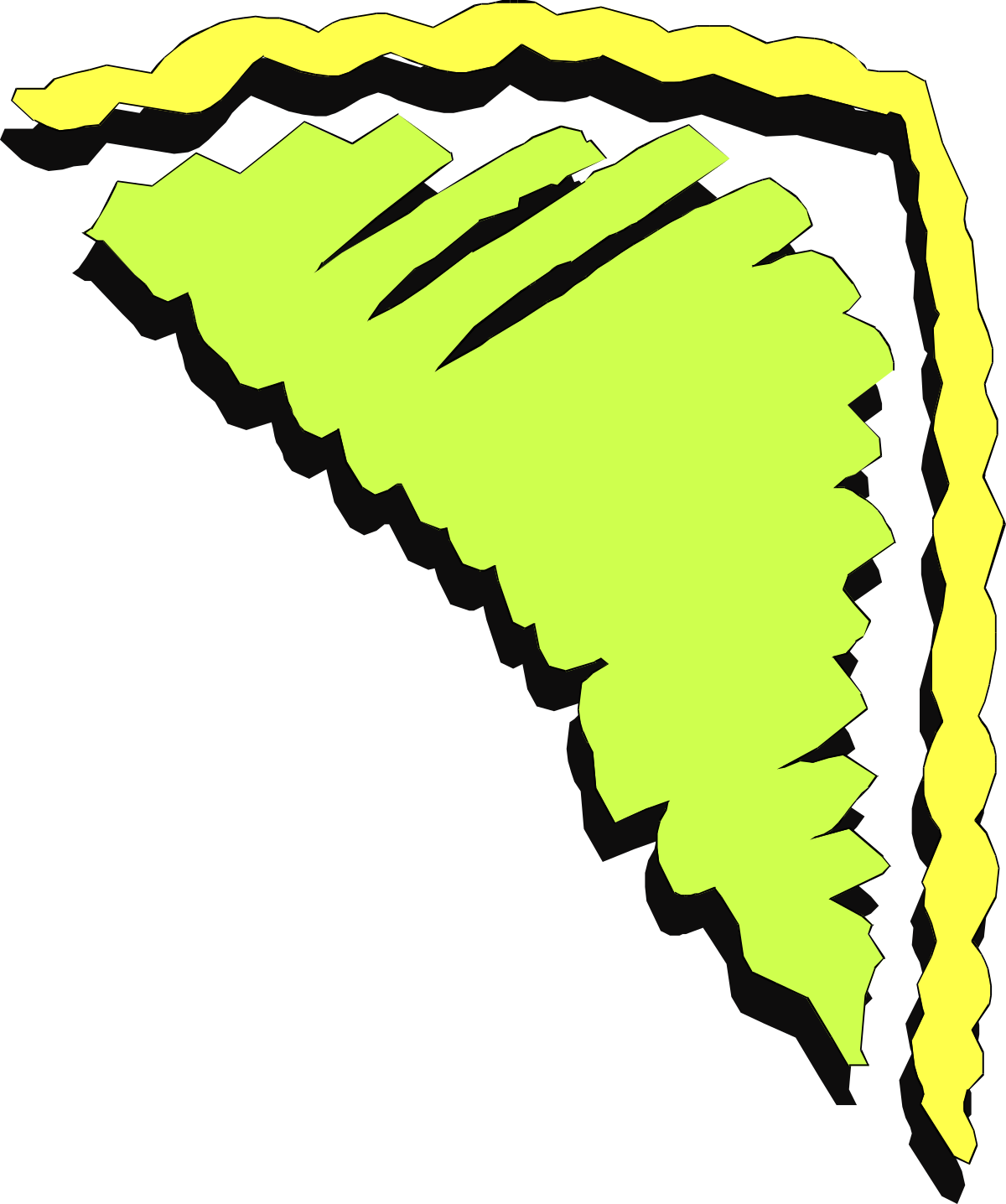 Green Leaf with Yellow Outline Clipart - Elegant Corners and Borders SVG