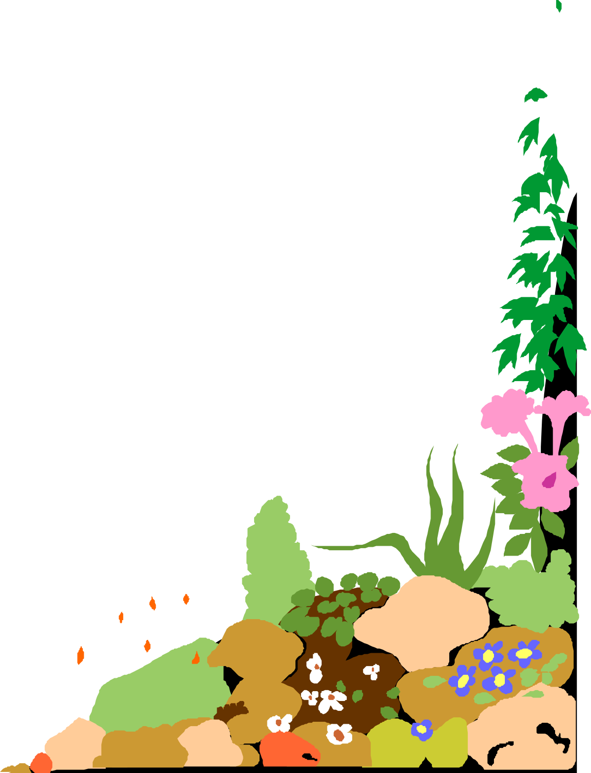 a plant with many flowers and leaves clip art png transparent Vibrant Flowering Plant Clipart: Beautiful Borders and Corners