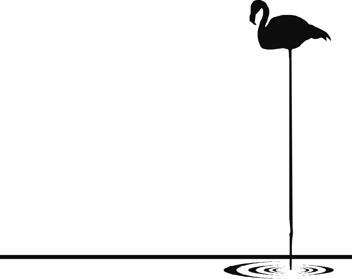 Flamingo Silhouette in Pool - Elegant Black and White Clipart for Creative Projects