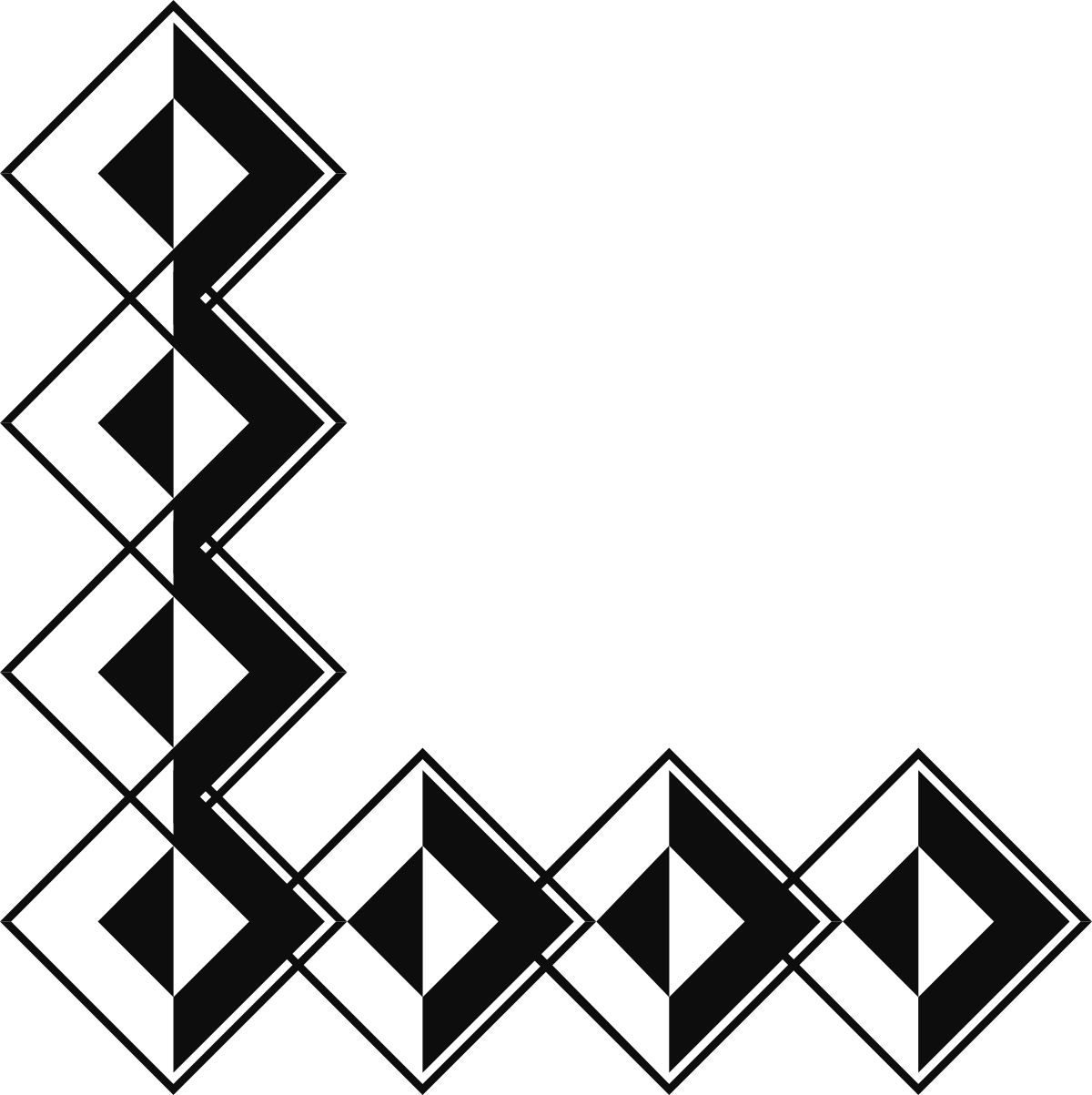 Black and White Square with Triangle Clipart - Stylish Borders and Corners
