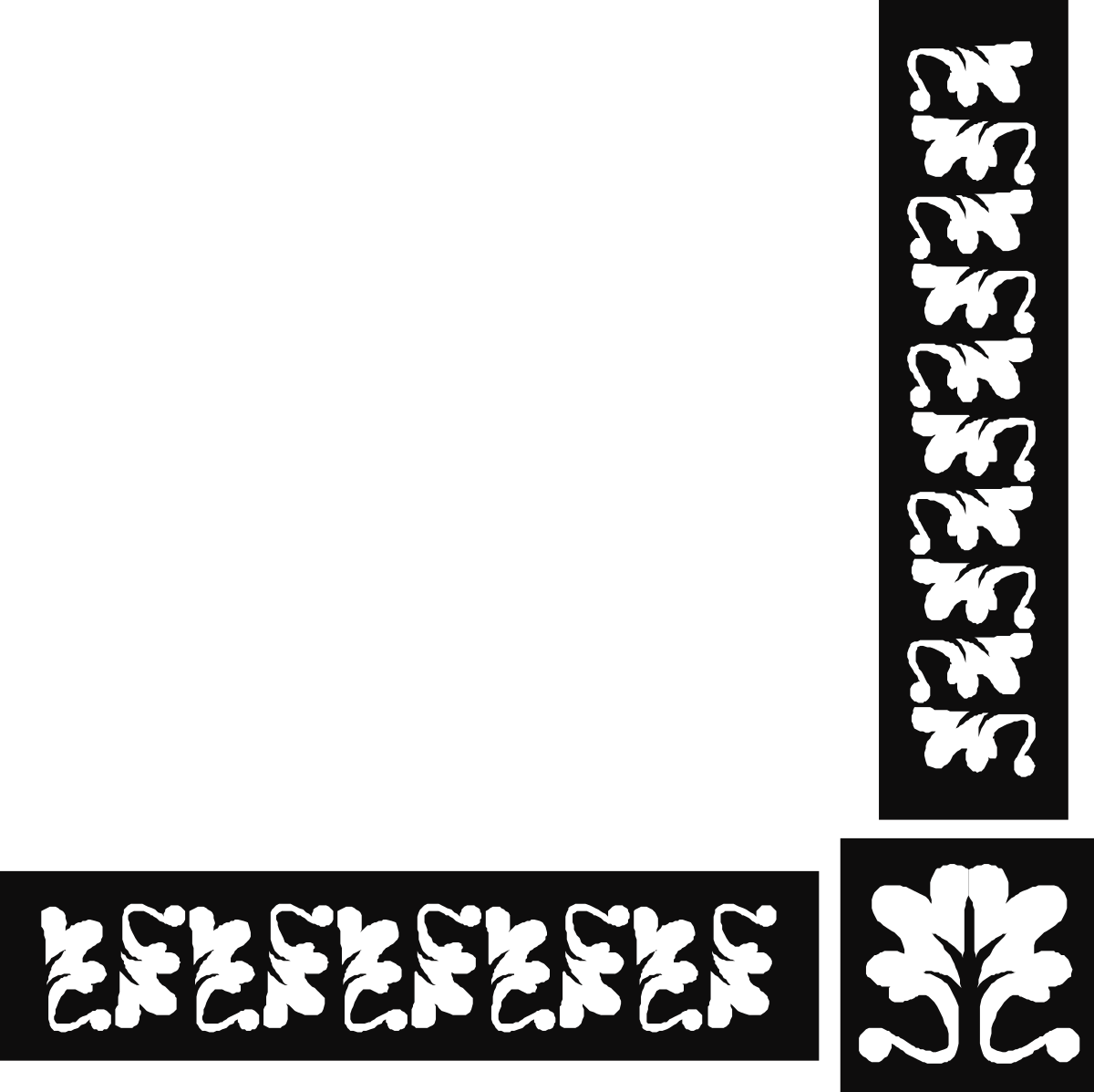Black and White Frame with Leaf Corners - Elegant Clipart for Creative Projects