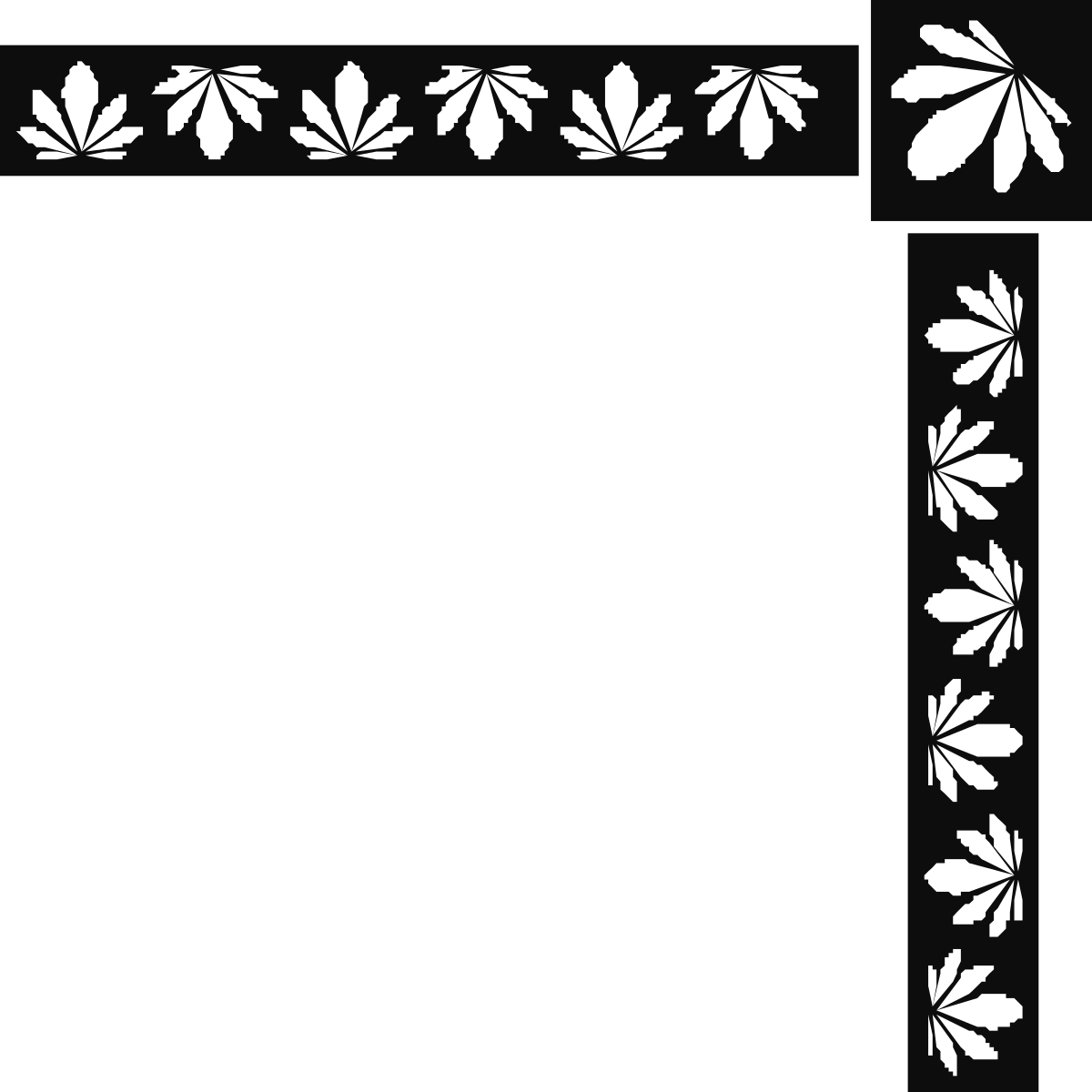 Square Frame with Leaves and Flowers Clipart - Decorative Borders & Corners