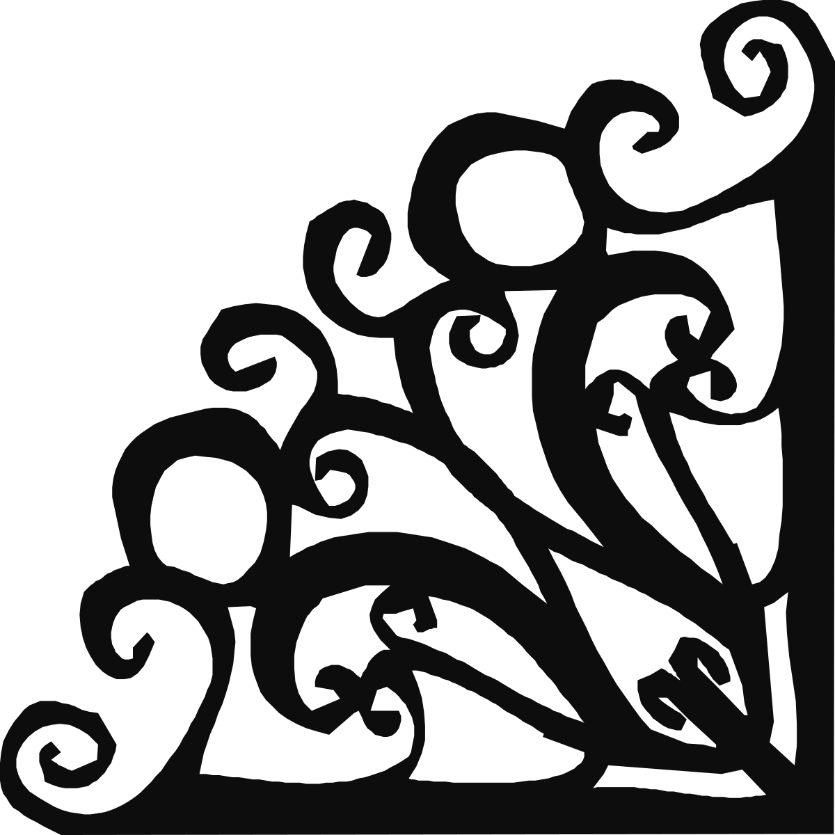 Black and White Crown Clipart Logo with Elegant Borders and Corners