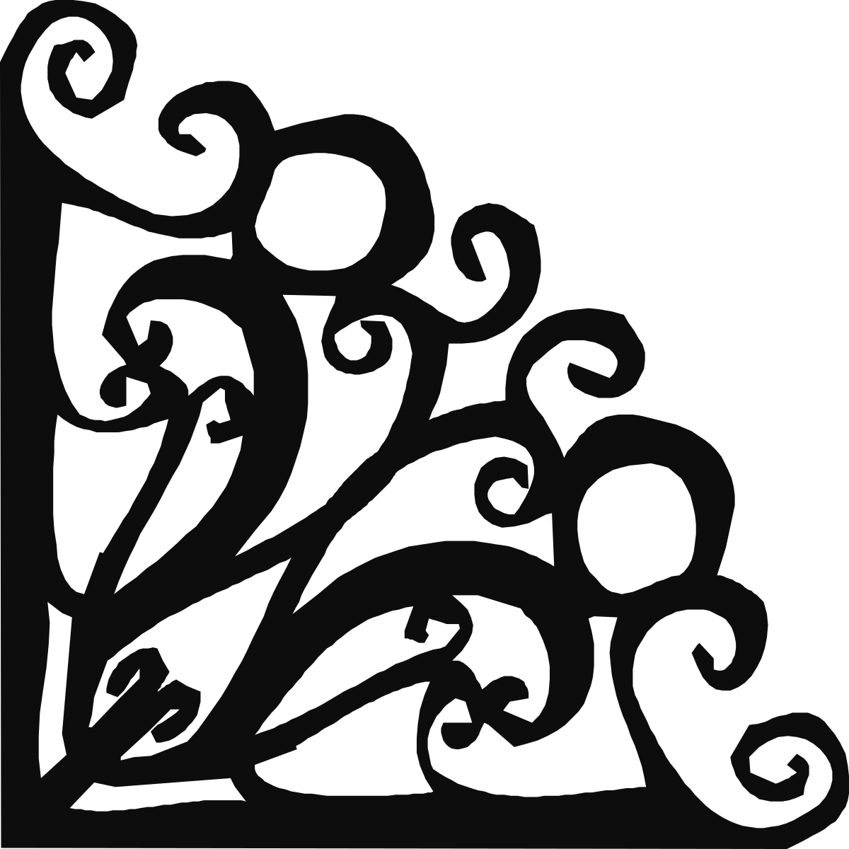 Stylized Black and White Logo Clipart with Borders and Corners