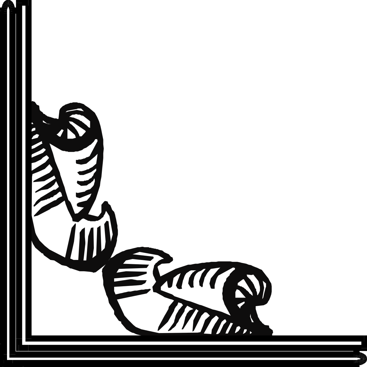 Black and White Clipart of Two Hands with Decorative Borders and Corners