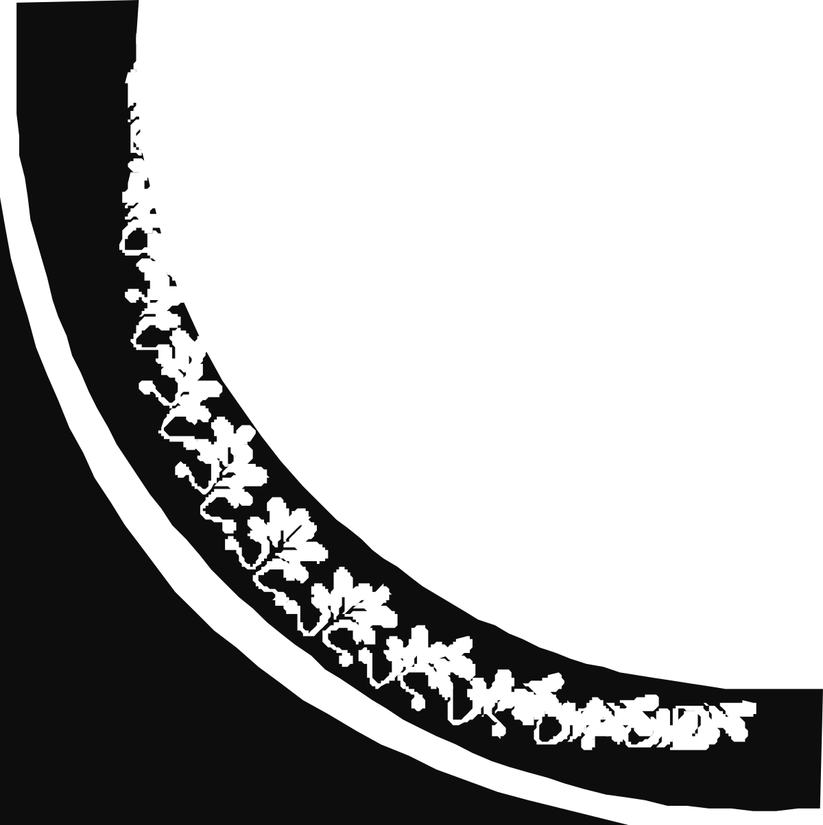 Black and White Circle Silhouette with Flowers - Elegant Borders & Corners Clipart