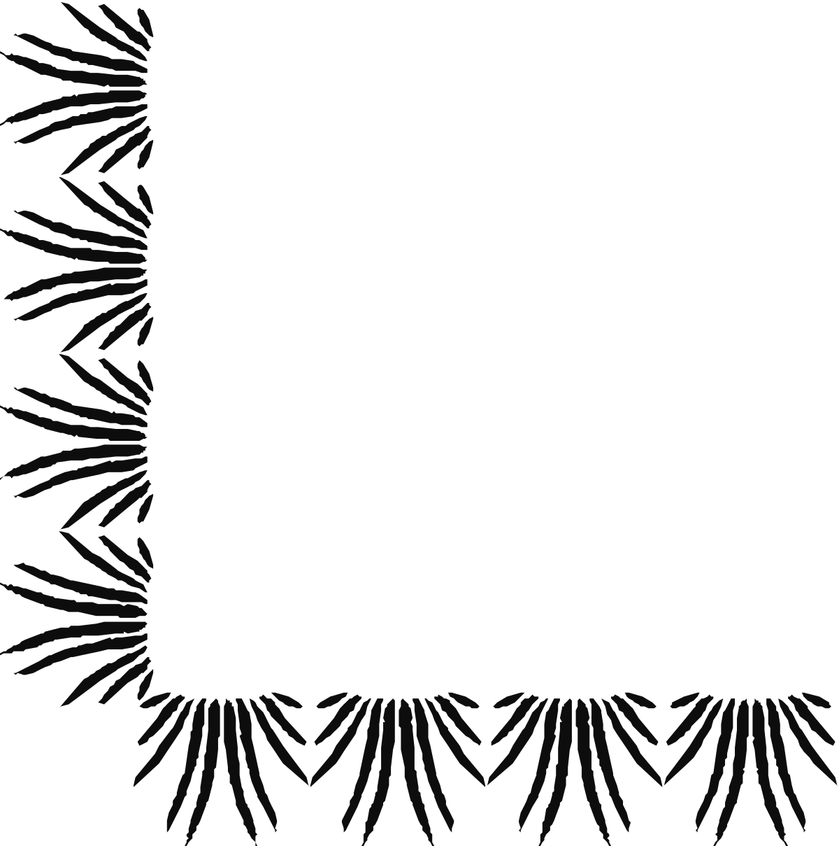 Black and White Frame with Pattern - Stylish Borders and Corners Clipart