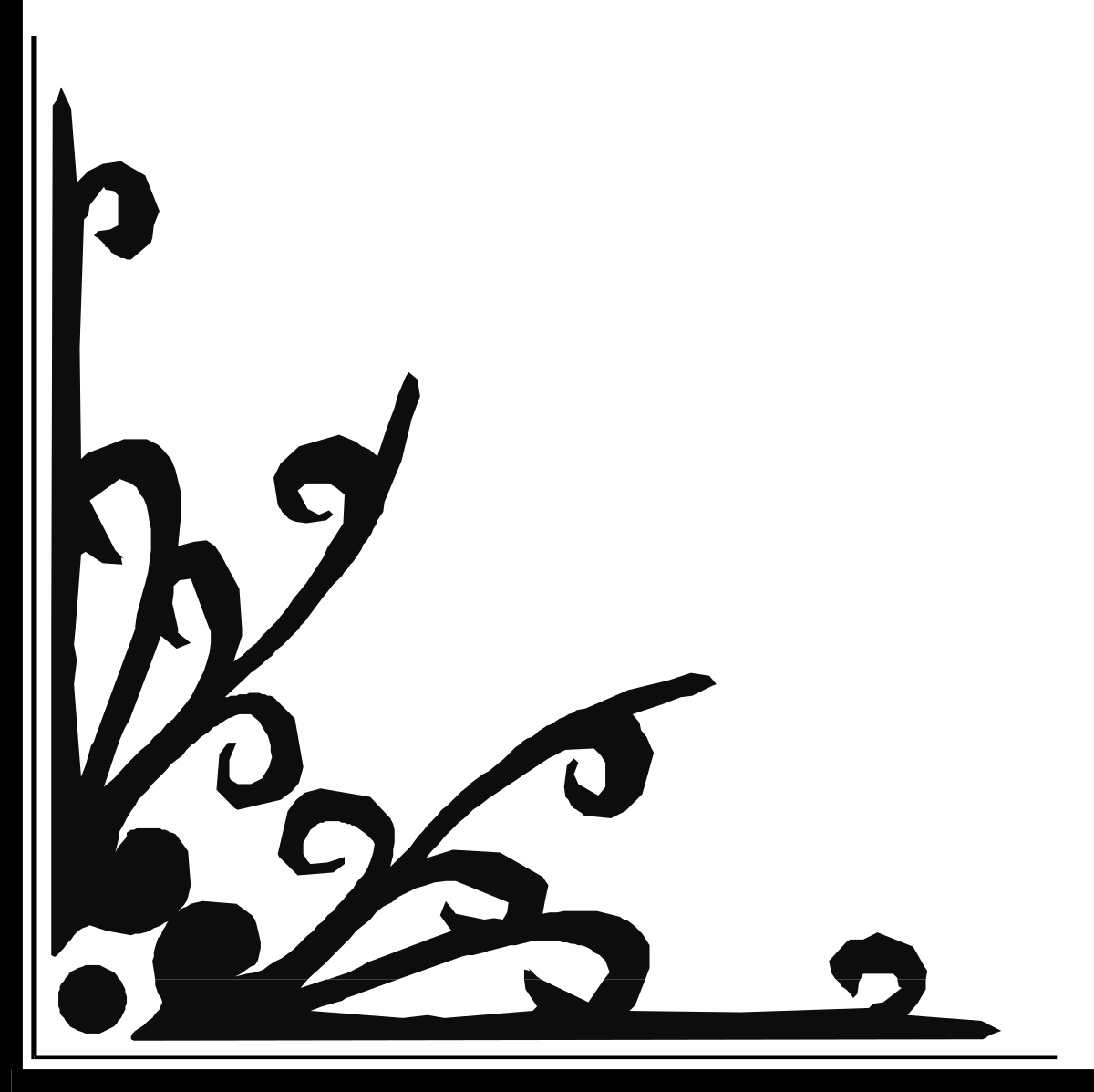 Black and White Man with Sword Clipart - Borders and Corners Design