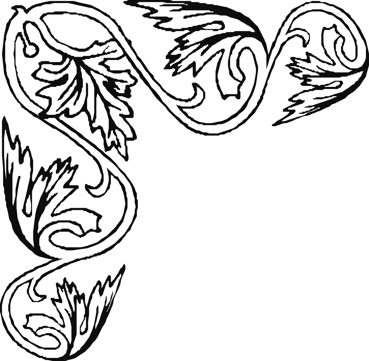 White Snake Clipart on Black Background - Decorative Borders and Corners