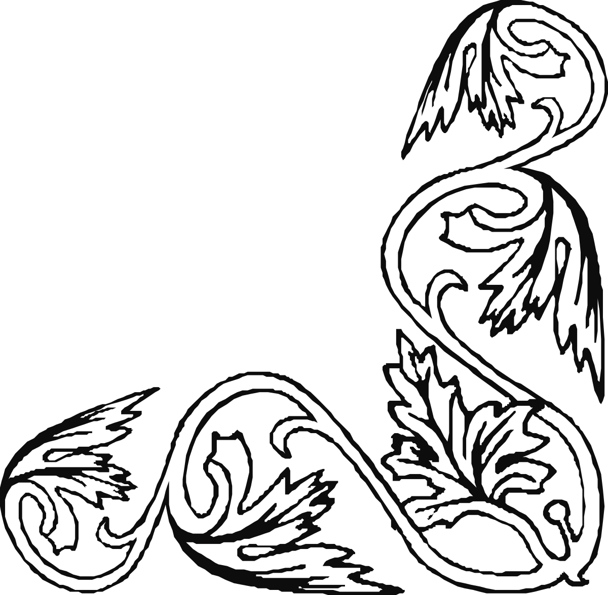 Snake with Tail Clipart on Black Background - Stylish Borders and Corners