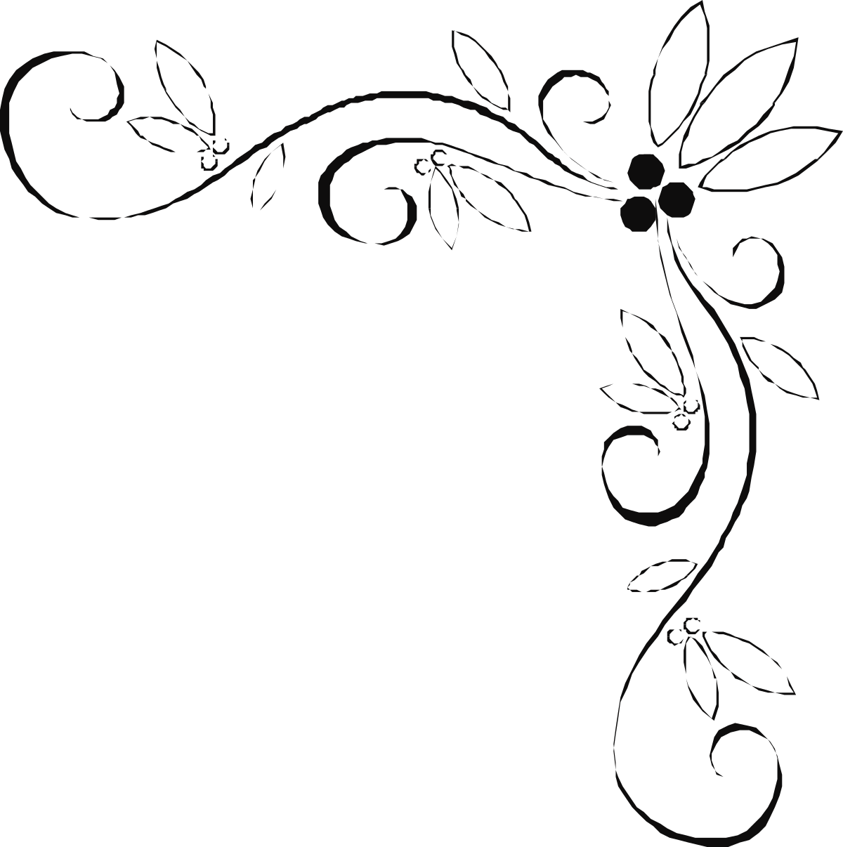 a black and white floral frame clip art png transparent Black and White Floral Frame Clipart - Elegant Borders and Corners