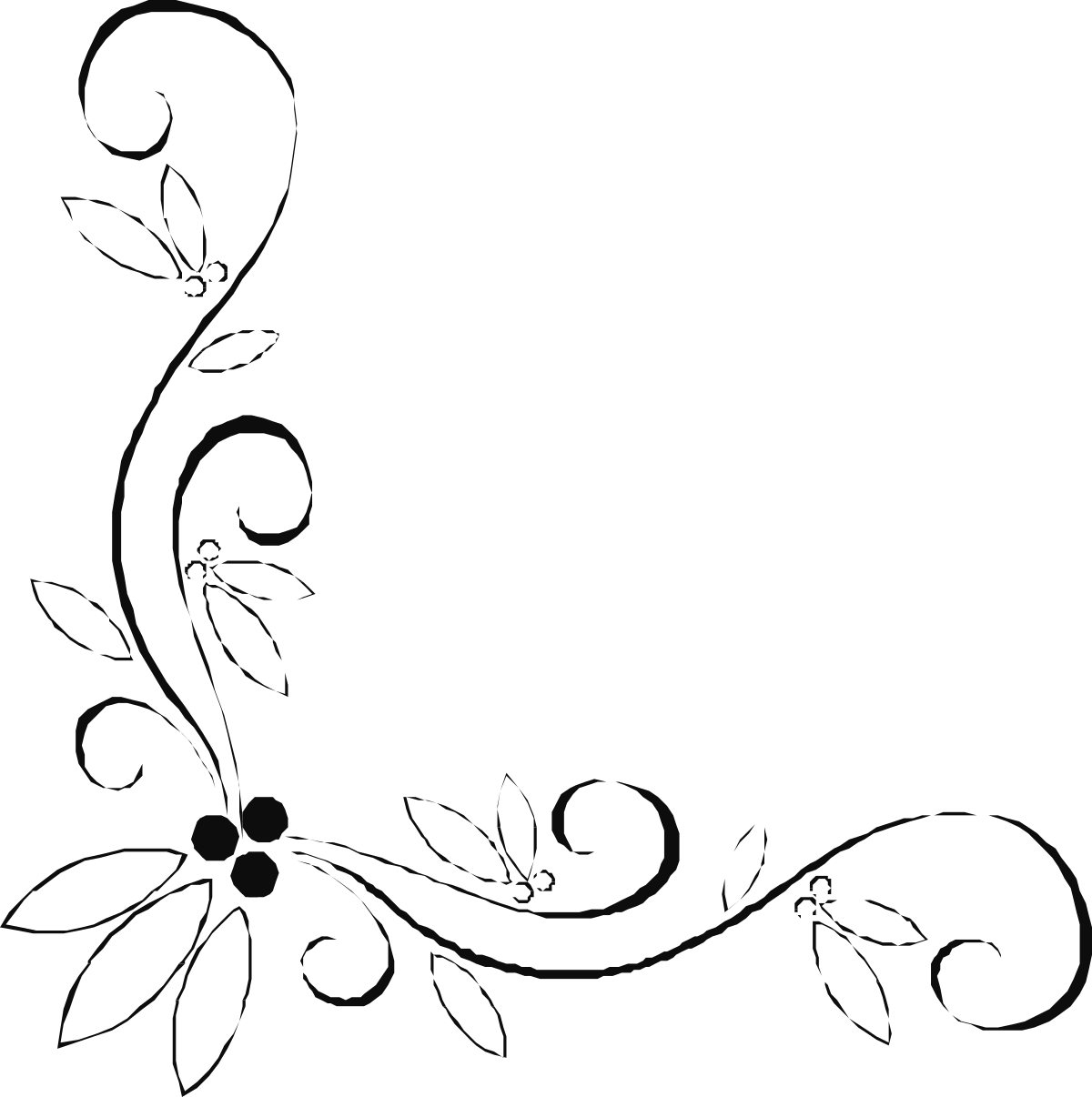 a black and white floral border clip art png transparent Black and White Floral Border Clipart - Elegant Corner Design