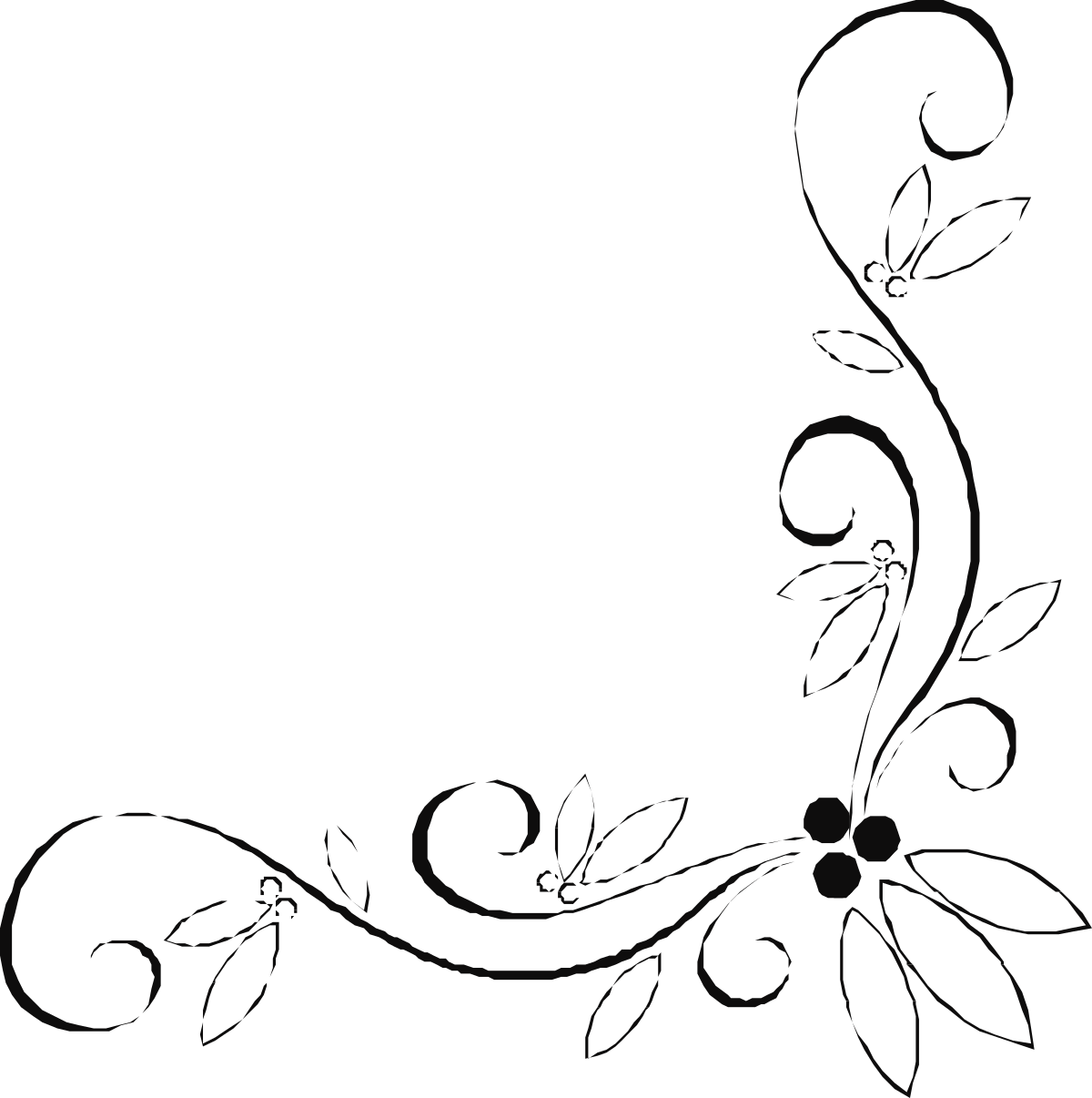 Black and White Floral Border Clipart - Decorative Corners and Edges