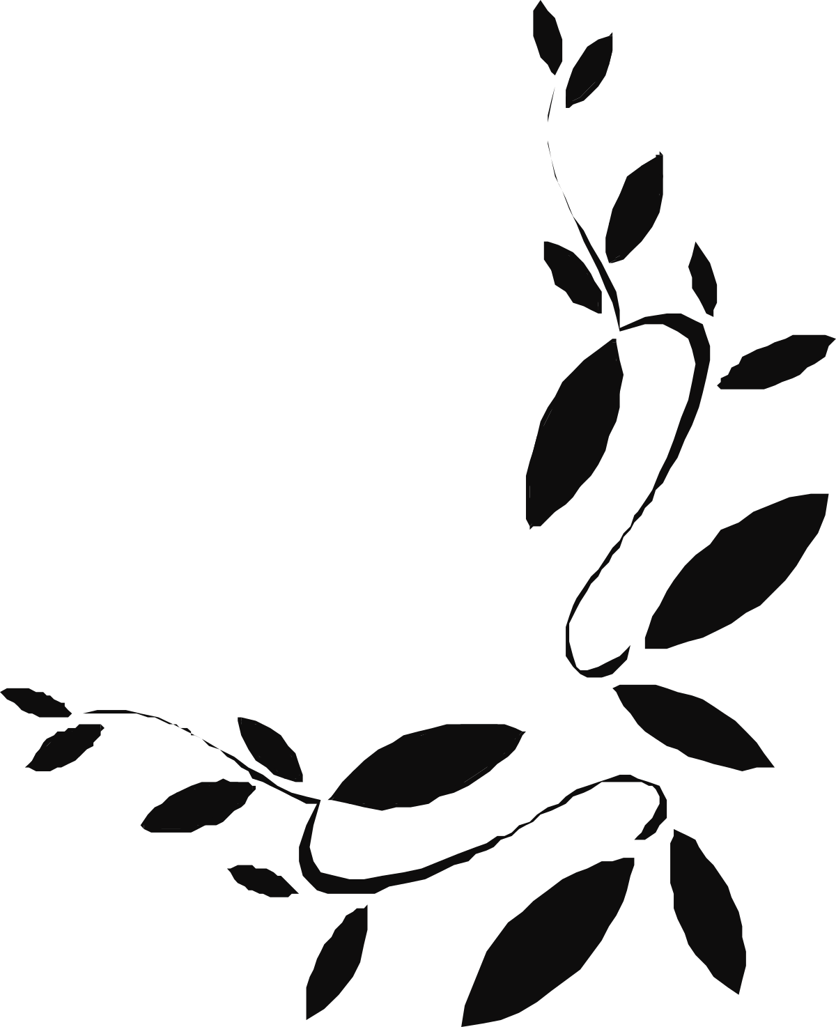 Black and White Tree Branch Silhouette Clipart - Borders and Corners