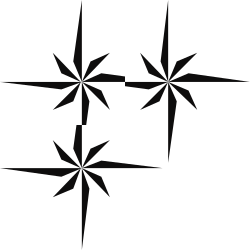 Black and White Star with Four Smaller Stars - Elegant Borders and Corners Clipart
