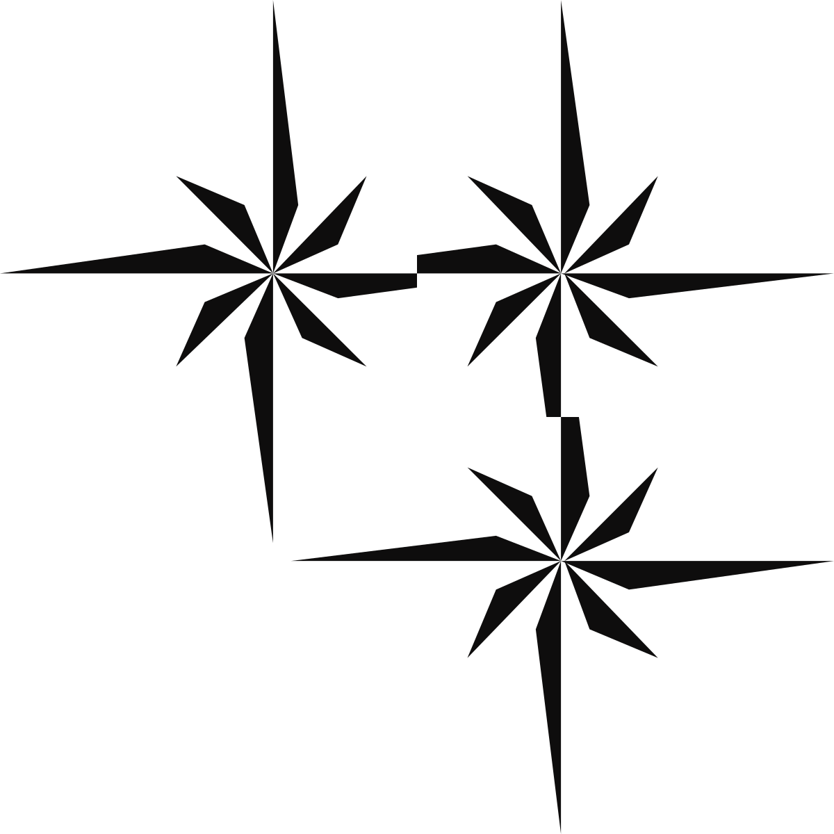 Black and White Star with Four White Stars - Clipart Design Elements