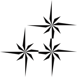 Black and White Star Clipart with Four Smaller Stars - Decorative Borders and Corners