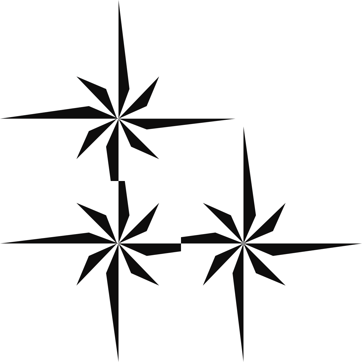 Black and White Star with Four Smaller Stars Clipart - Decorative Borders and Corners