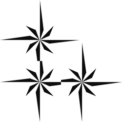 Black and White Star with Four Smaller Stars Clipart - Decorative Borders and Corners