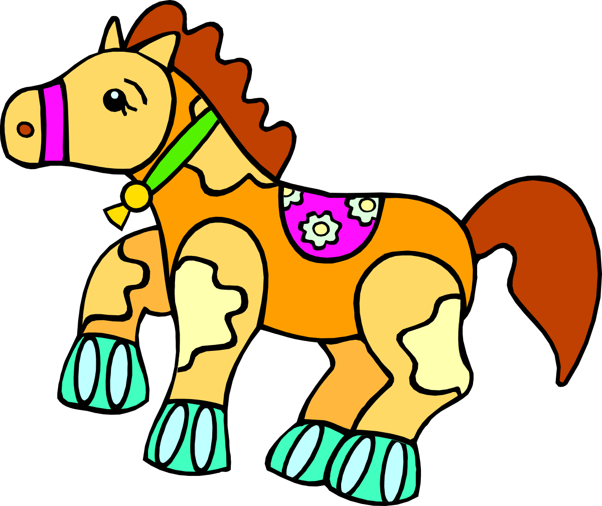 Cartoon Horse with Pink Mane and Green Boots Clipart