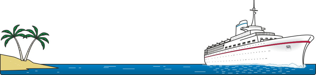 Cruise Ship Borders & Bars Clipart: Tropical Ocean Scene