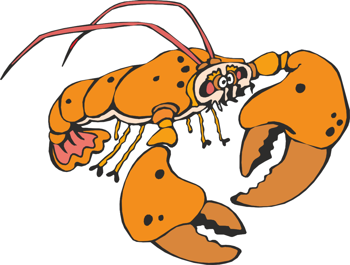 Cartoon Lobster Clipart with Red Tail and Black Spots