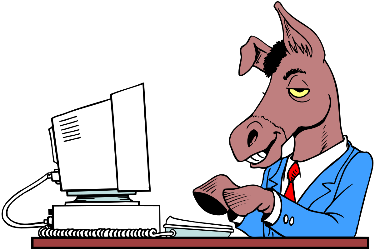 Kangaroo in a Suit Working on Computer Clipart - Fun and Professional Imagery