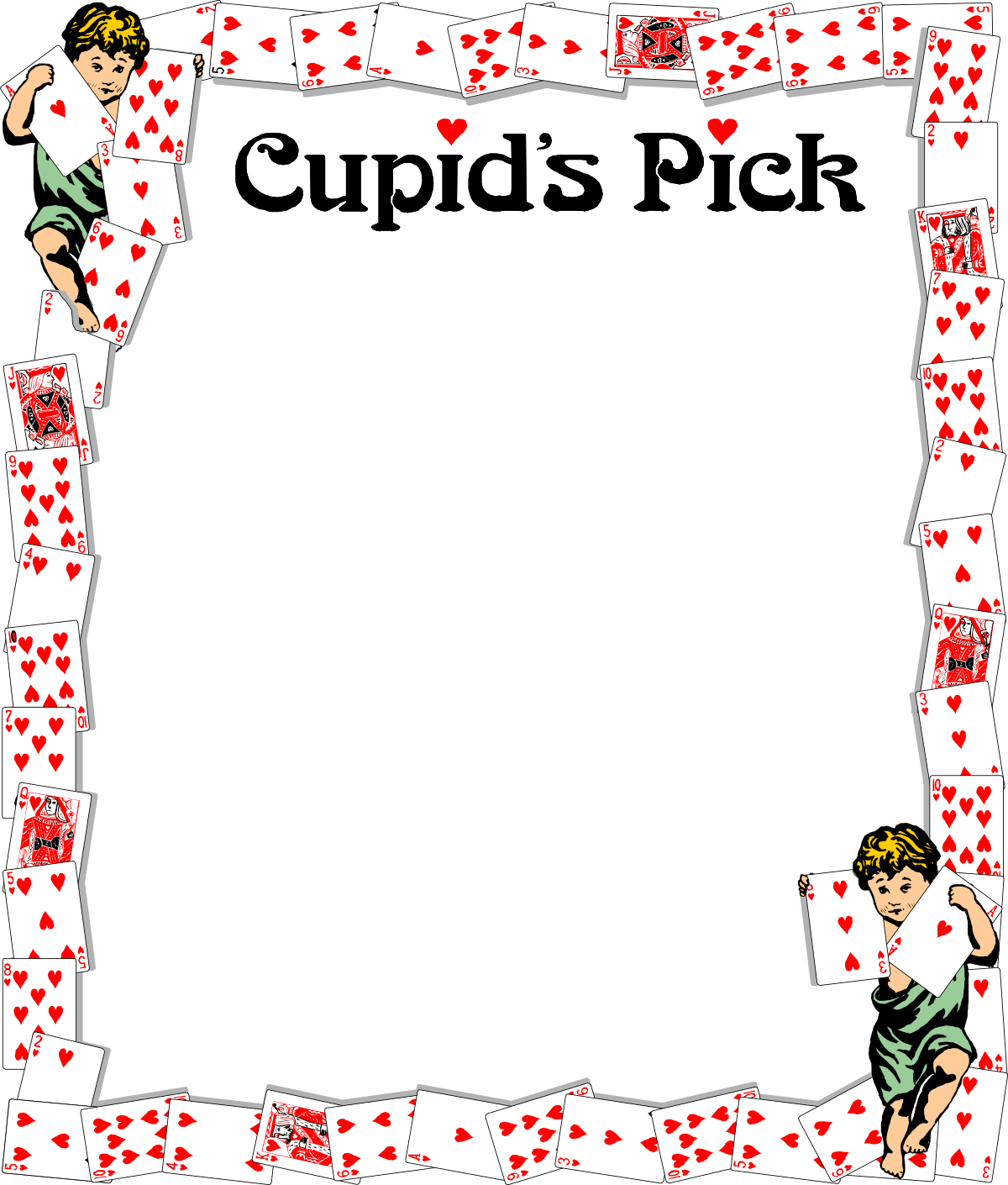 Borders & Holiday Clipart Featuring Cupid and Playing Cards