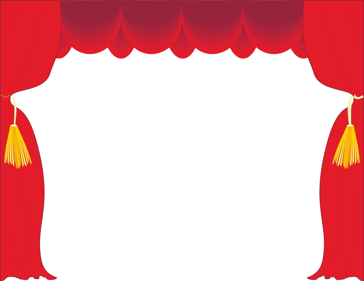 Elegant Red Curtain with Gold Trim  Leisure Borders Clipart