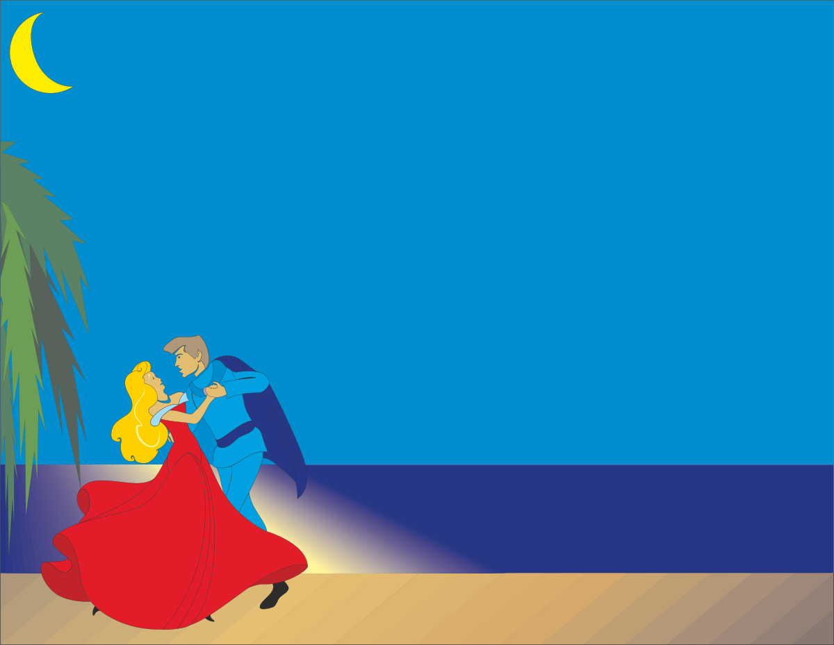 Dancing Beach Scene Clipart: Man and Woman Embracing Leisure