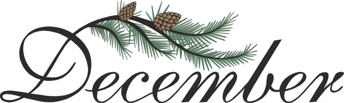 December Logo with Pine Branches and Pine Cones