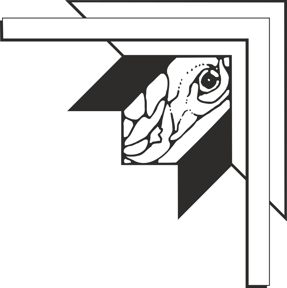 Borders and Corners Clipart: Elegant Black and White Logo with Arrow Design