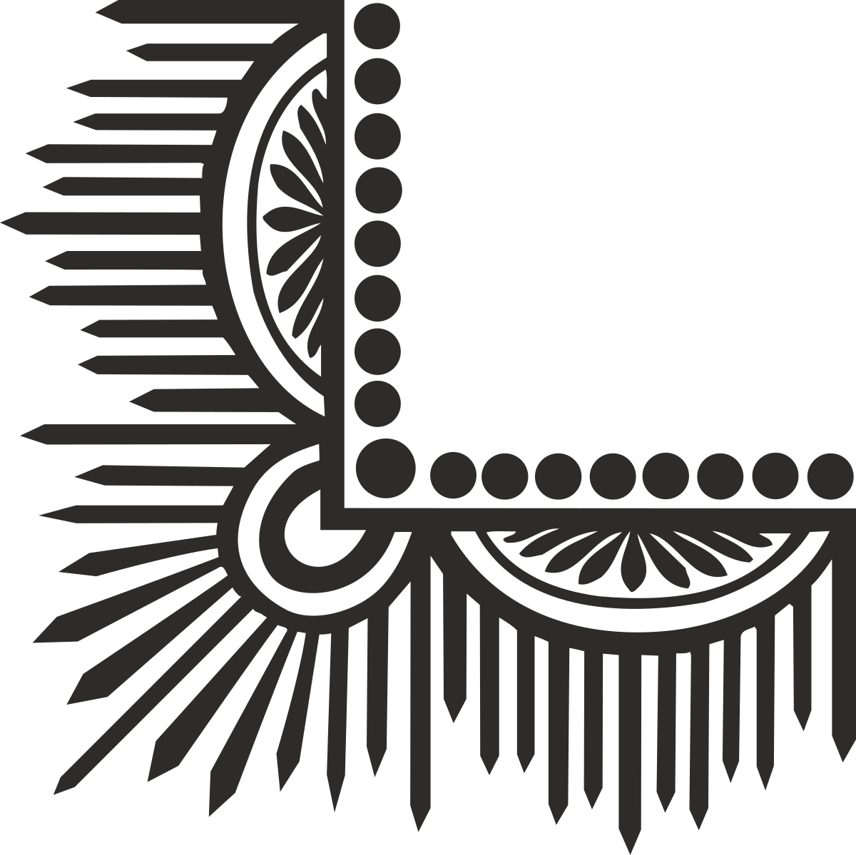 a black and white image of a sun with a frame clip art png transparent Black and White Sun Clipart with Decorative Borders and Corners