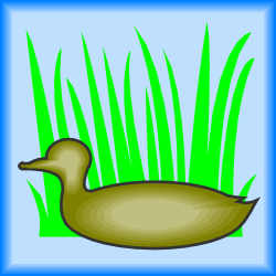 Duck in Grass Clipart: Charming Nature Scene