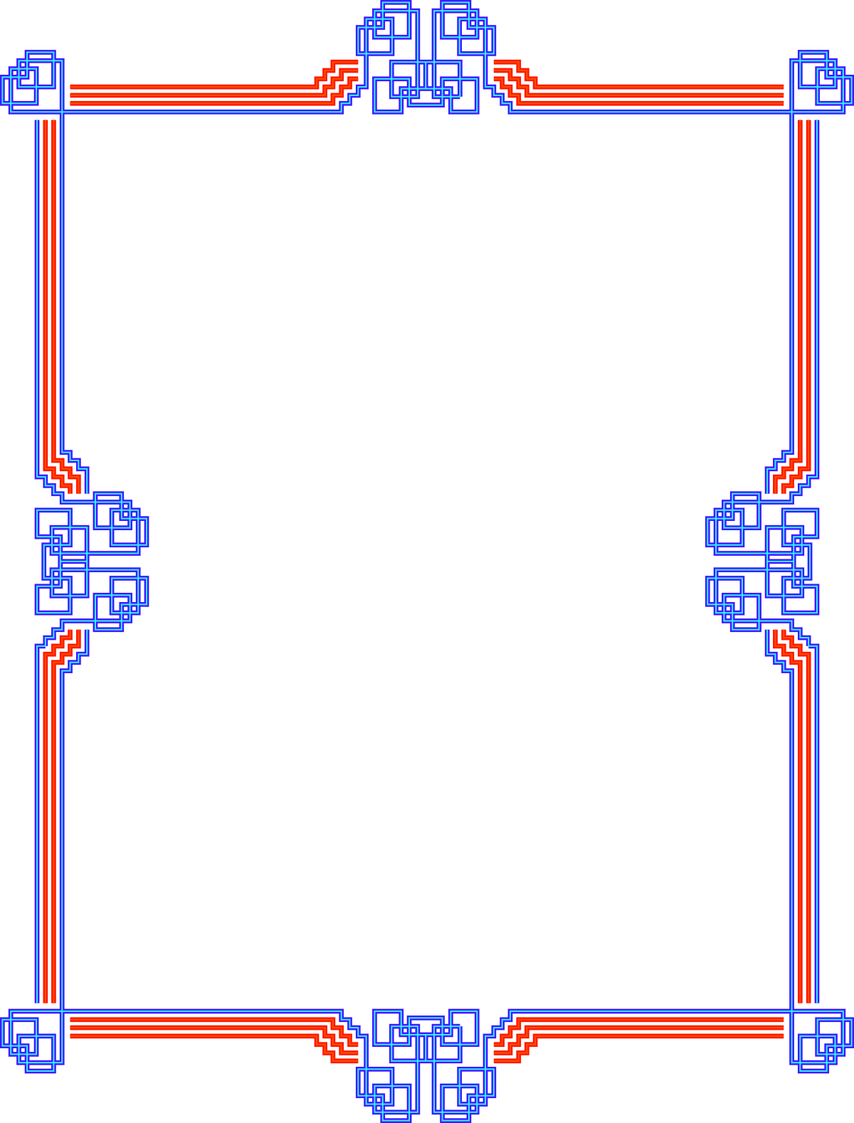 Blue and Red Square Pattern Frame Clipart - Elegant Borders
