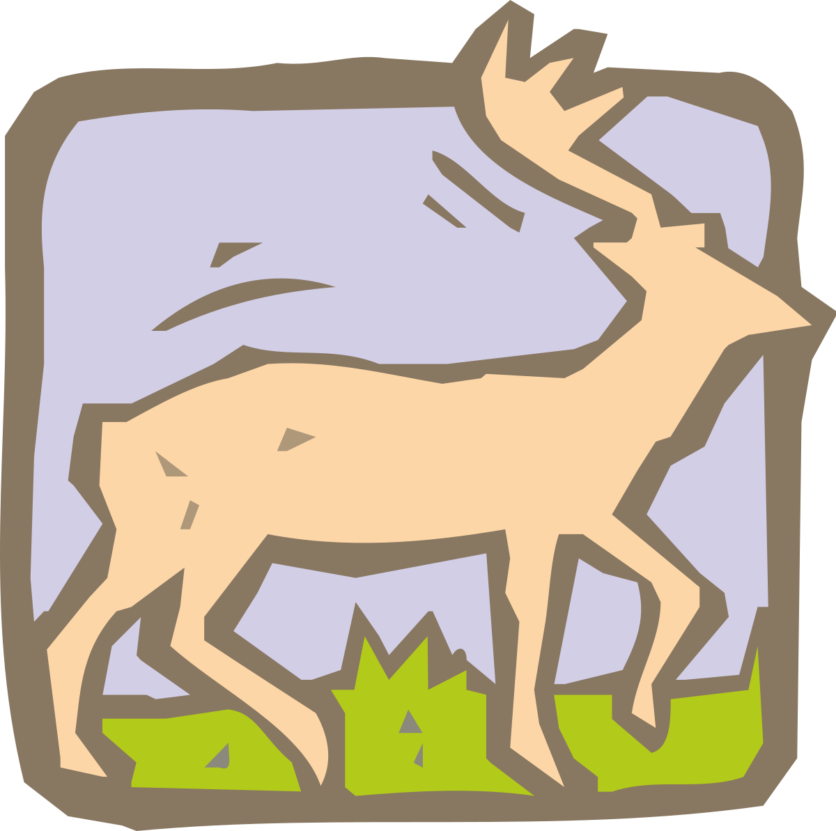 a moose standing in the grass clip art png transparent Moose Standing in Grass Clipart - Nature Illustration