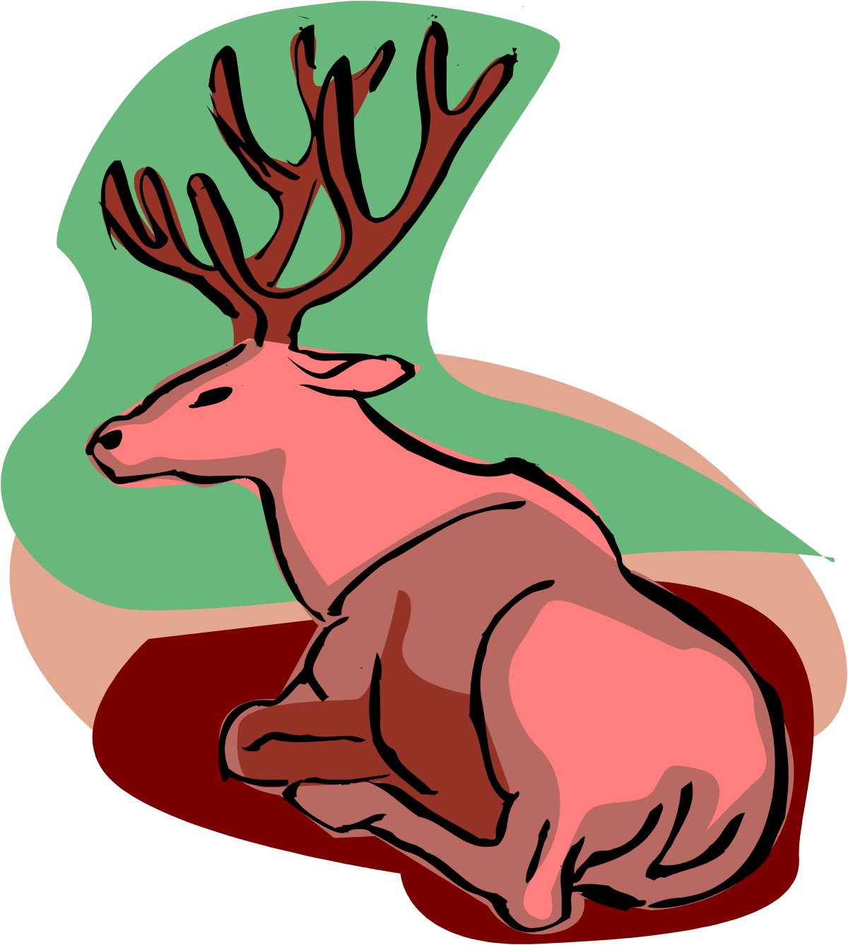 Deer Laying Down on Ground - Tranquil Wildlife Clipart