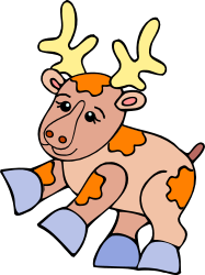 Cartoon Deer with Blue Nose and Orange Antlers - Whimsical Clipart