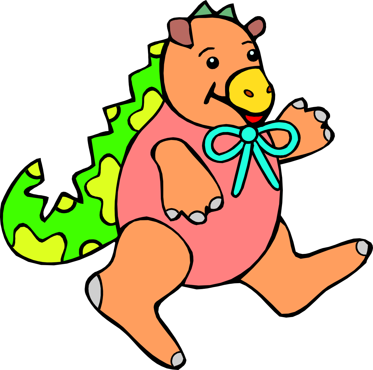 Cartoon Bear with Green and Yellow Scarf Clipart