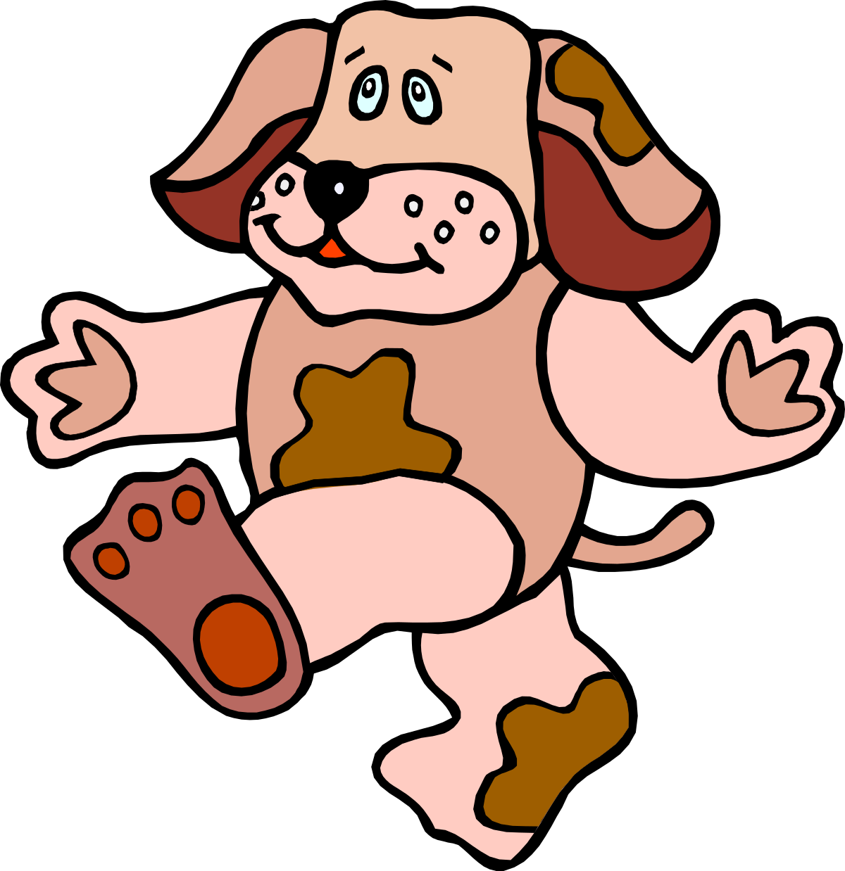 Cartoon Dog with Red Nose and Brown Spots Clipart