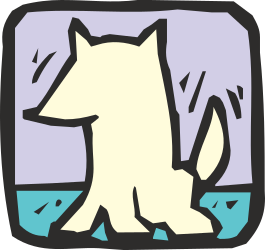 White Dog on Blue and Purple Background Clipart: Perfect for Any Creative Project