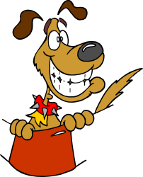 Dog with Red Box and Star Clipart - Playful and Fun Illustrations