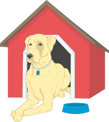 Dog House Clipart: Playful Dog Sitting Inside
