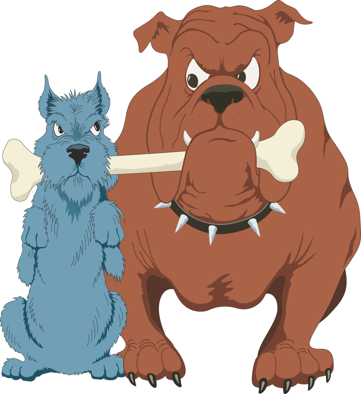 Dog and Cat Looking at Each Other - Adorable Animal Clipart