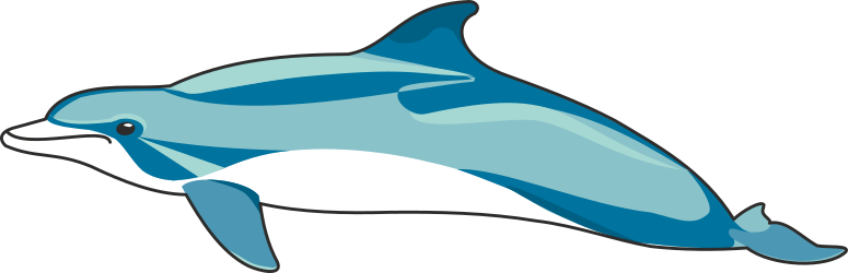 Dolphin Clipart: Charming White-Faced Dolphin with Blue Tail