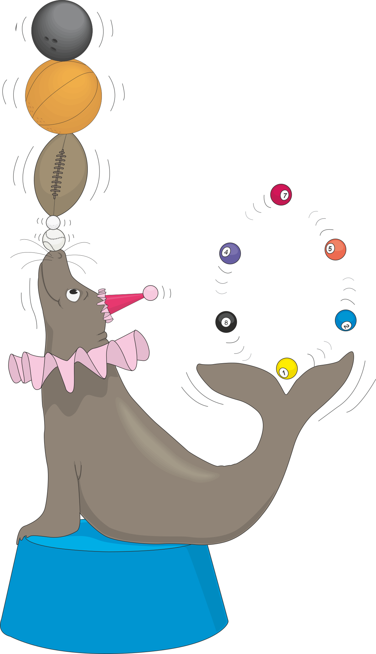 Cartoon Elephant Juggling Colorful Balls - Fun Clipart
